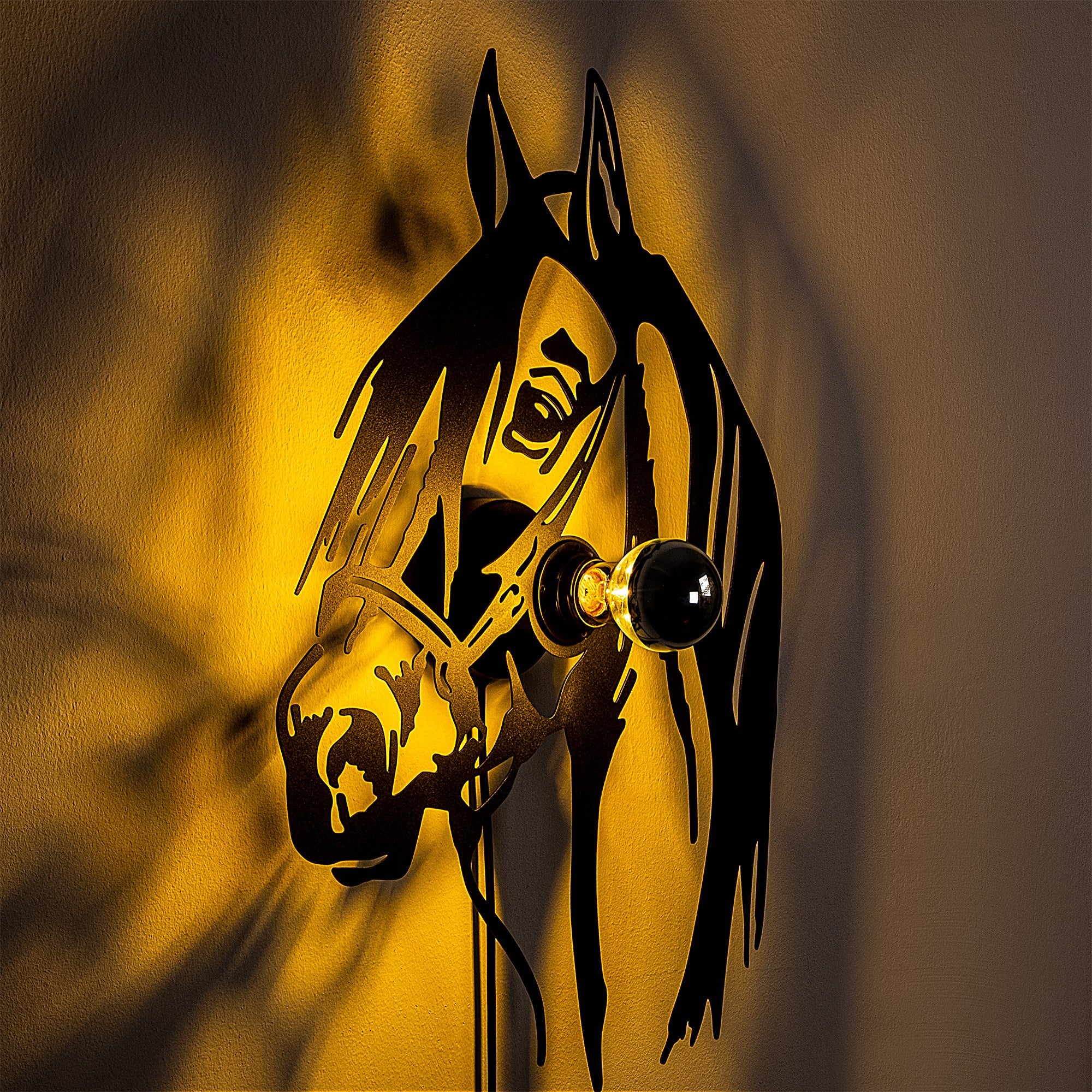 Applique murale décoratif Apertura tête de cheval L41xH57cm Métal Noir