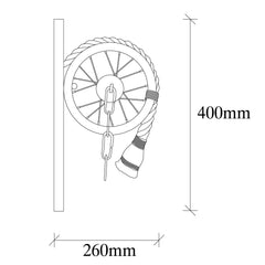 Applique murale façon roue Maritimum Corde Beige et Bois et Métal Noir