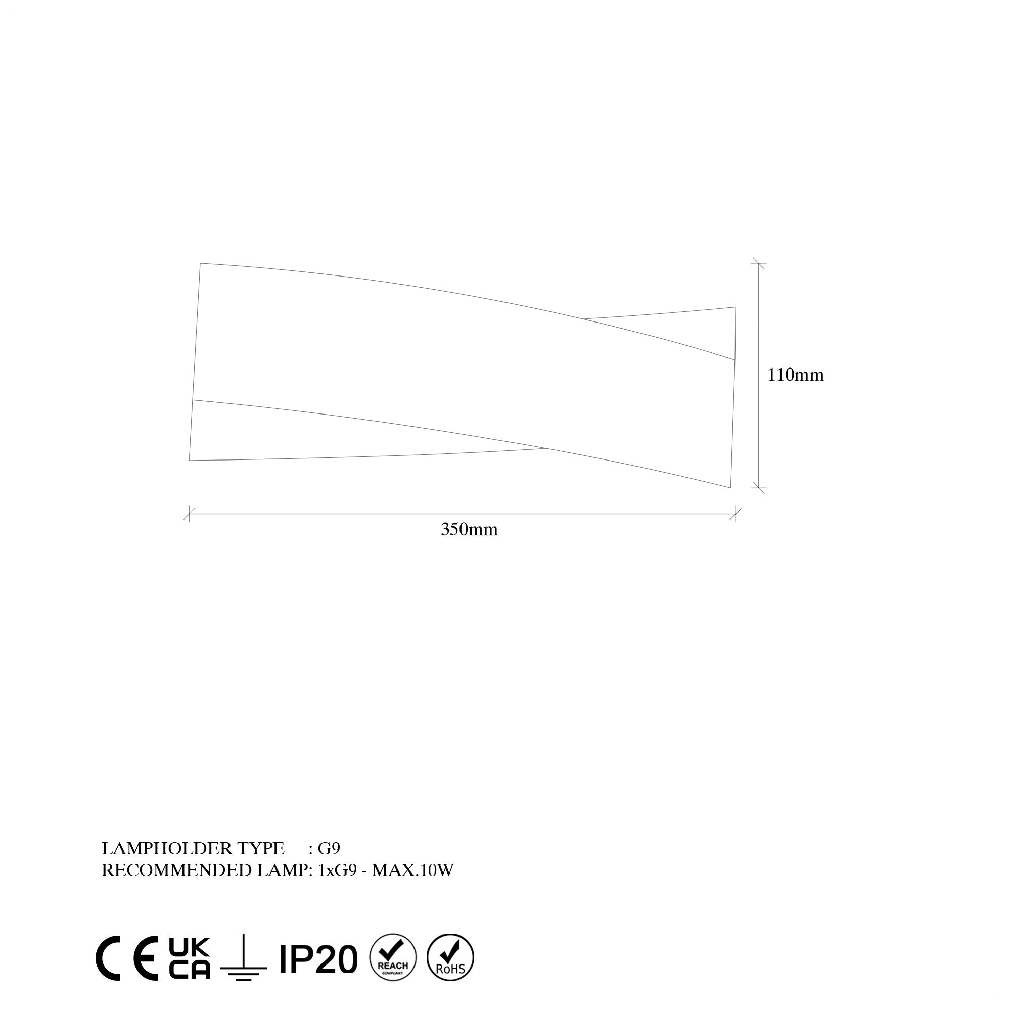 Applique murale Hoslin L35xH11cm Métal Noir