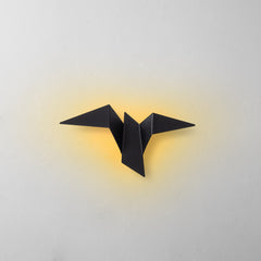 Applique murale LED design oiseau origami Garuda L31cm Métal Noir