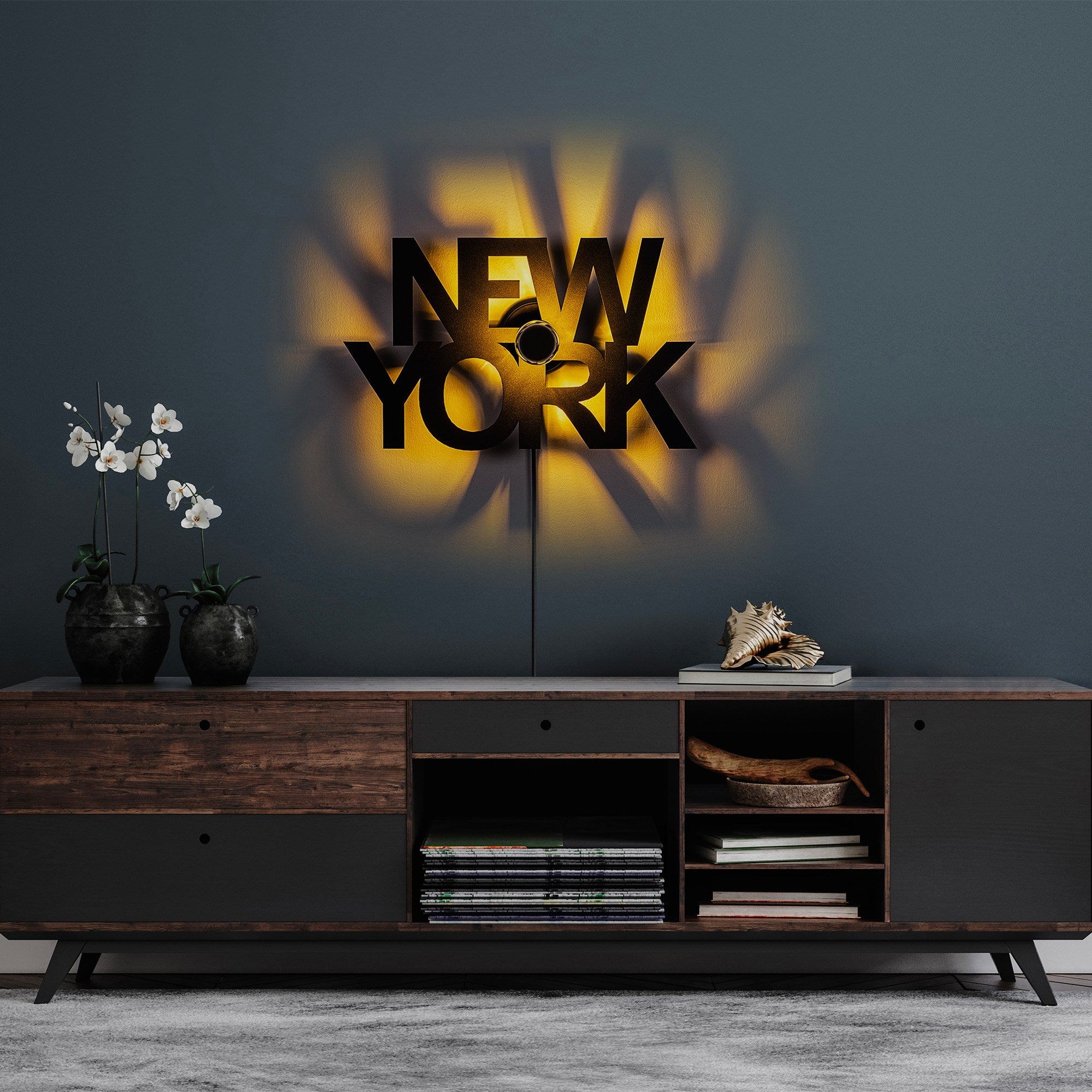 Applique murale Rowan L50xH30cm « New York » Métal Noir