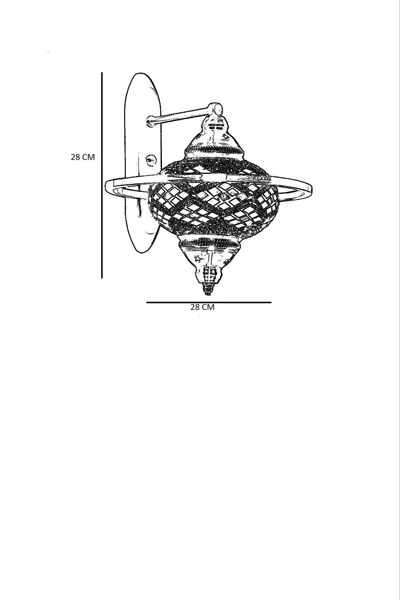 Applique murale sphère arabesque Armorum Métal Or antique et Verre mosaïque Violet