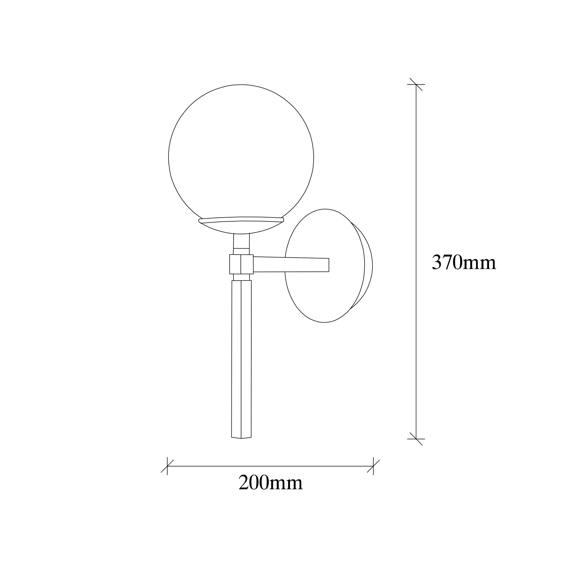 Applique murale support torche Glossop D15cm Verre Blanc et Métal Noir et Or