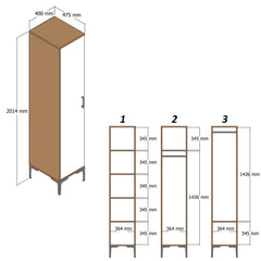 Armoire 1 porte style industriel Akay L40cm Motif Géométrique Bois foncé et Blanc