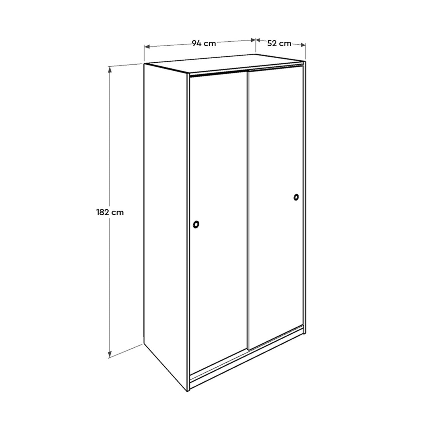 Armoire 2 portes coulissantes Rongo L94cm Blanc