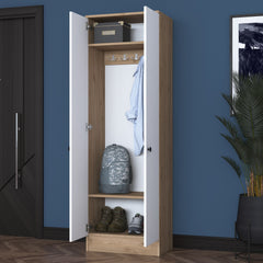 Armoire 2 portes Virro L59,8cm Bois clair et Blanc