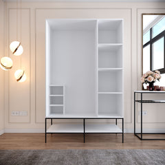 Armoire 3 panneaux Imperiosus L126 cm Mélaminé finition Blanc Noir Doré