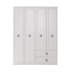 Armoire 4 portes et 2 tiroirs Pahi L140cm Bois Blanc