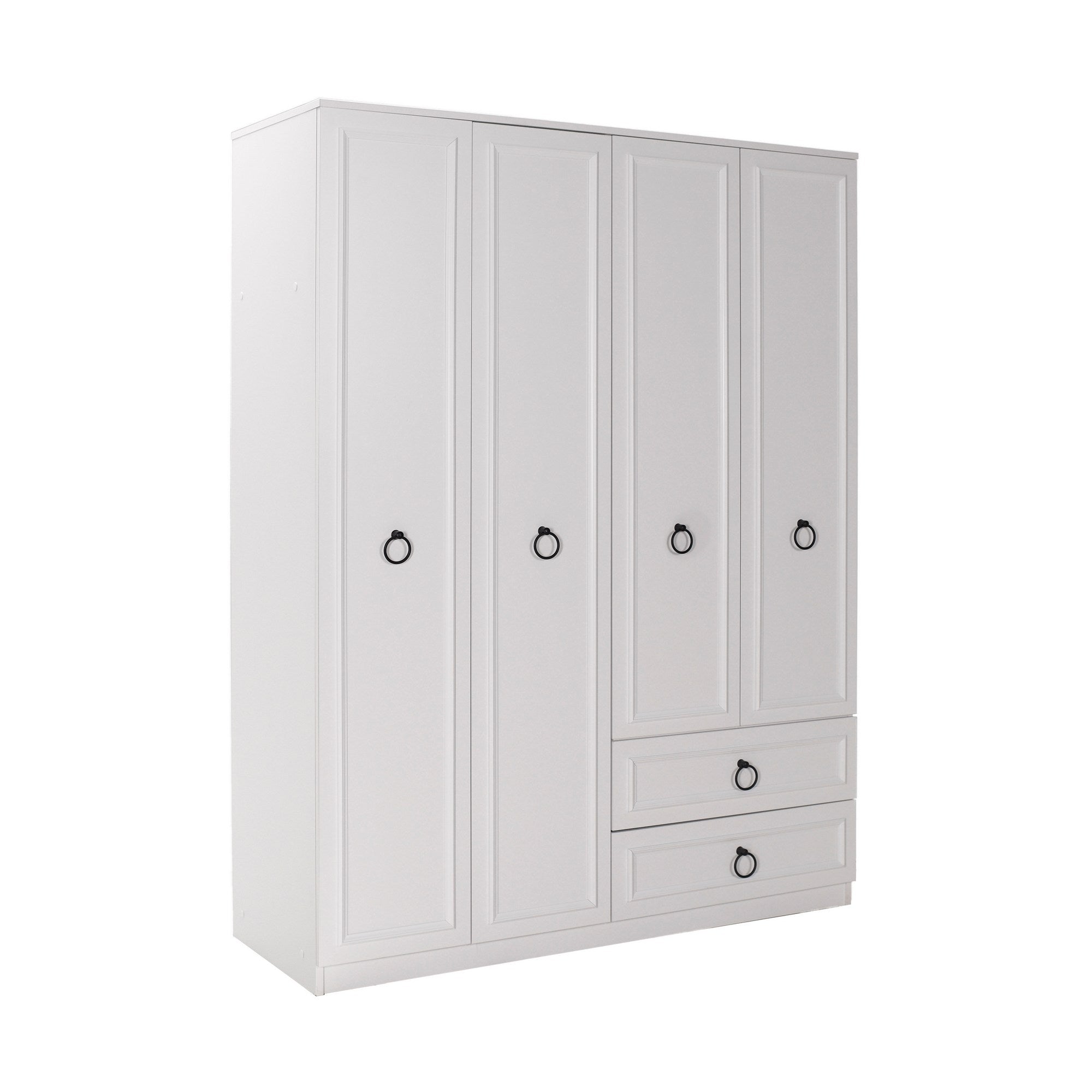 Armoire 4 portes et 2 tiroirs Pahi L140cm Bois Blanc