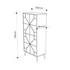 Armoire 4 portes Santos H136cm Motif Géométrique Blanc