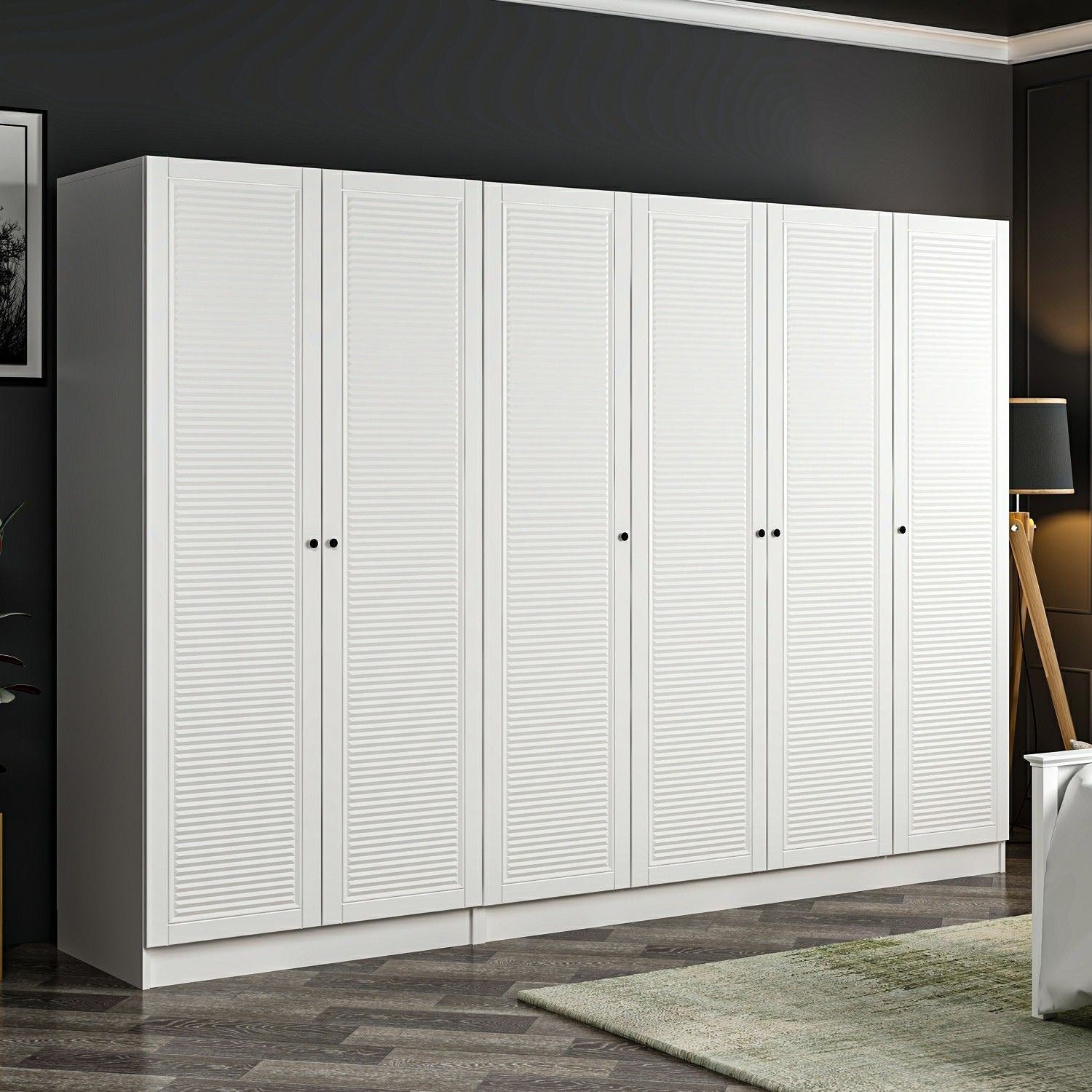 Armoire 6 portes Kuta L270xH210cm Bois Blanc