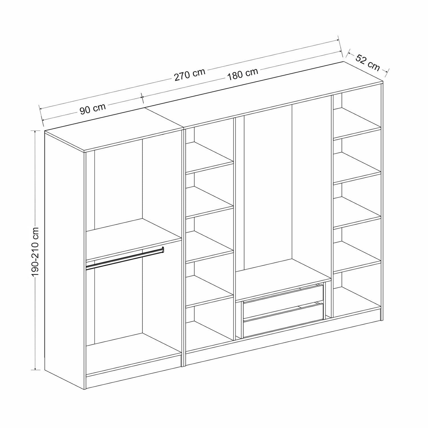 Armoire 6 portes Kuta L270xH210cm Bois Blanc