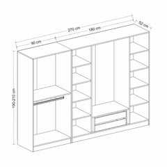 Armoire 6 portes Kuta L270xH210cm Bois Blanc