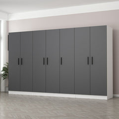 Armoire 7 portes Sanara L315xH210cm Anthracite et Blanc