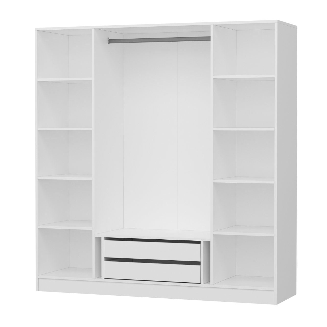 Armoire classique 4 portes et 12 miroirs Parai L180xH210cm Blanc