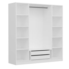 Armoire classique 4 portes et 12 miroirs Parai L180xH210cm Blanc