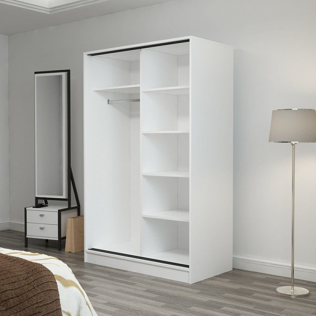 Armoire design 2 portes coulissantes Selong L120xH210cm Blanc