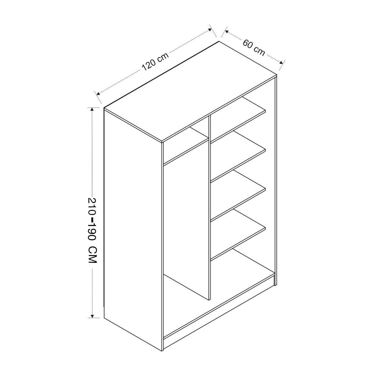 Armoire design 2 portes coulissantes Selong L120xH210cm Blanc et Effet marbre Noir