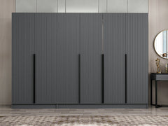 Armoire design 6 portes Kanawa L270xH210cm Anthracite et Noir