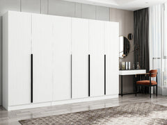 Armoire design 6 portes Kanawa L270xH210cm Blanc et Noir