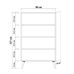 Armoire fermé Repono L80xH127cm Bois Naturel et Motif Carreaux Multicolore