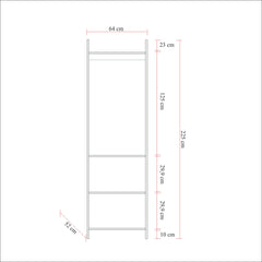 Armoire ouverte style dressing industriel Fodienda L192cm avec 4 tiroirs et miroir Bois clair