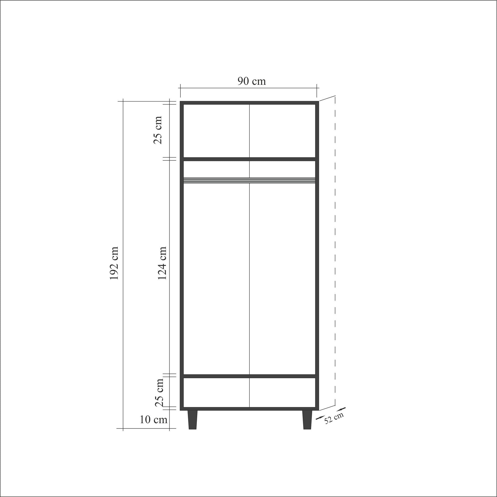 Armoire penderie 2 portes Infigo 90cm Bois Naturel Motif Triangles Beige