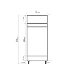 Armoire penderie 2 portes Infigo 90cm Bois Naturel Motif Triangles Beige