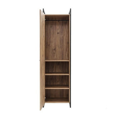 Armoire semi-ouverte style industriel Fodienda L168cm avec 1 portes et 2 tiroirs Bois et Métal Noir