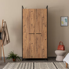 Armoire style industriel Fodienda L104cm avec 2 portes Bois et Métal Noir