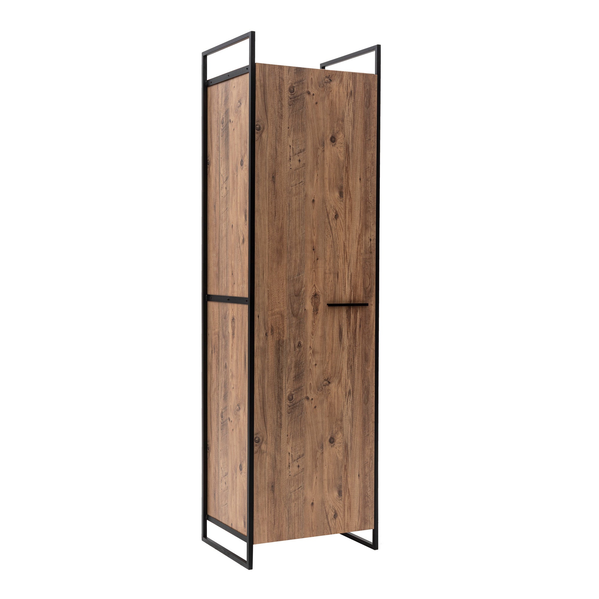 Armoire style industriel Fodienda L168cm avec 3 portes Bois et Métal Noir