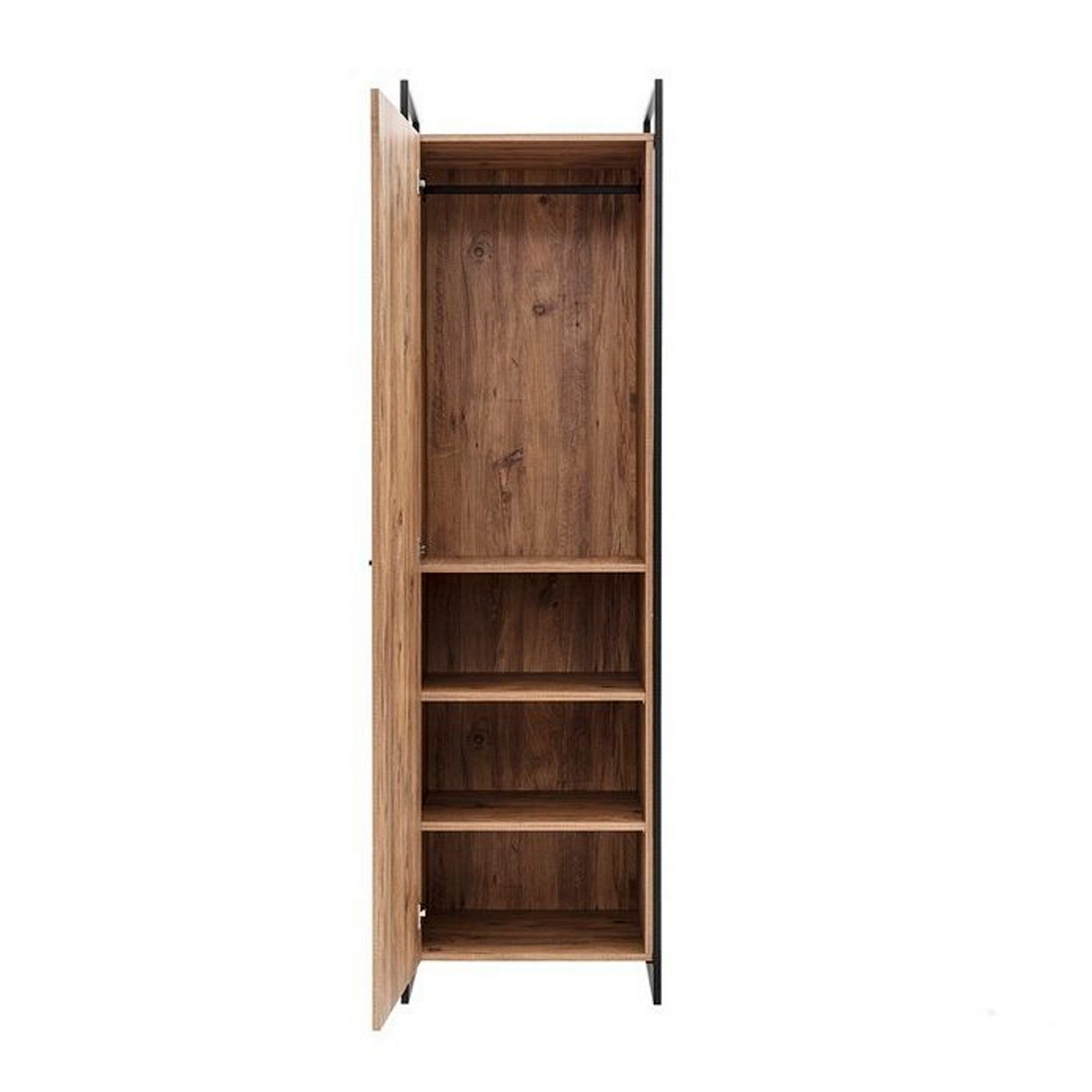 Armoire style industriel Fodienda L168cm avec 3 portes Bois et Métal Noir