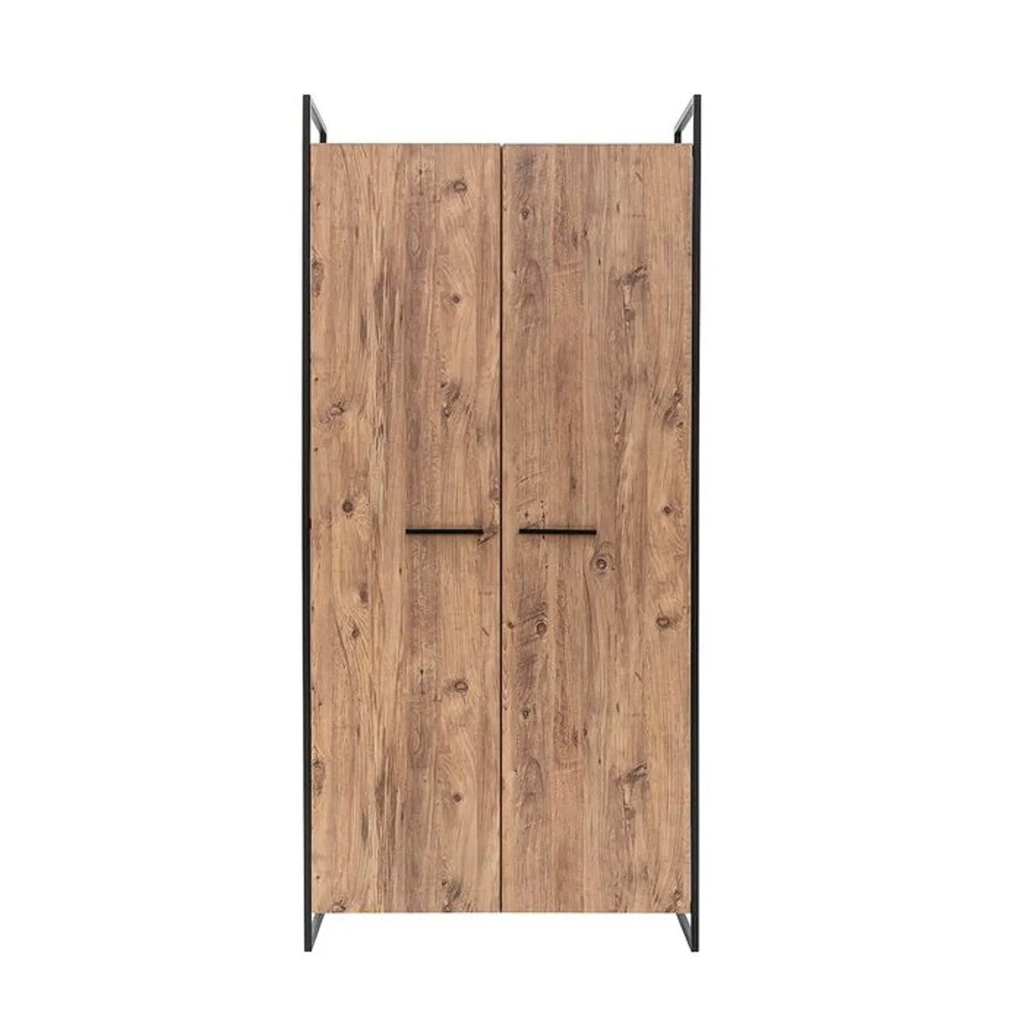 Armoire style industriel Fodienda L168cm avec 3 portes Bois et Métal Noir