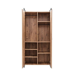 Armoire style industriel Fodienda L168cm avec 3 portes Bois et Métal Noir