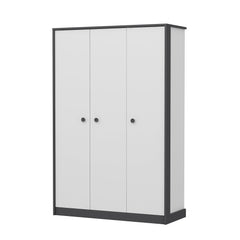 Armoires 3 portes Oaru L120cm Blanc et Anthracite