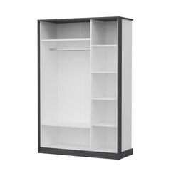 Armoires 3 portes Oaru L120cm Blanc et Anthracite