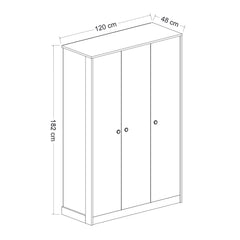 Armoires 3 portes Oaru L120cm Blanc et Anthracite