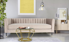 Table basse Aston en Verre Transparent et Pieds Or Rose