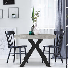 Table ronde extensible noir effet béton avec rallonges