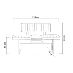 Banquette-coffre capitonnée avec dossier L110cm Scamnum Bois clair et Tissu Anthracite