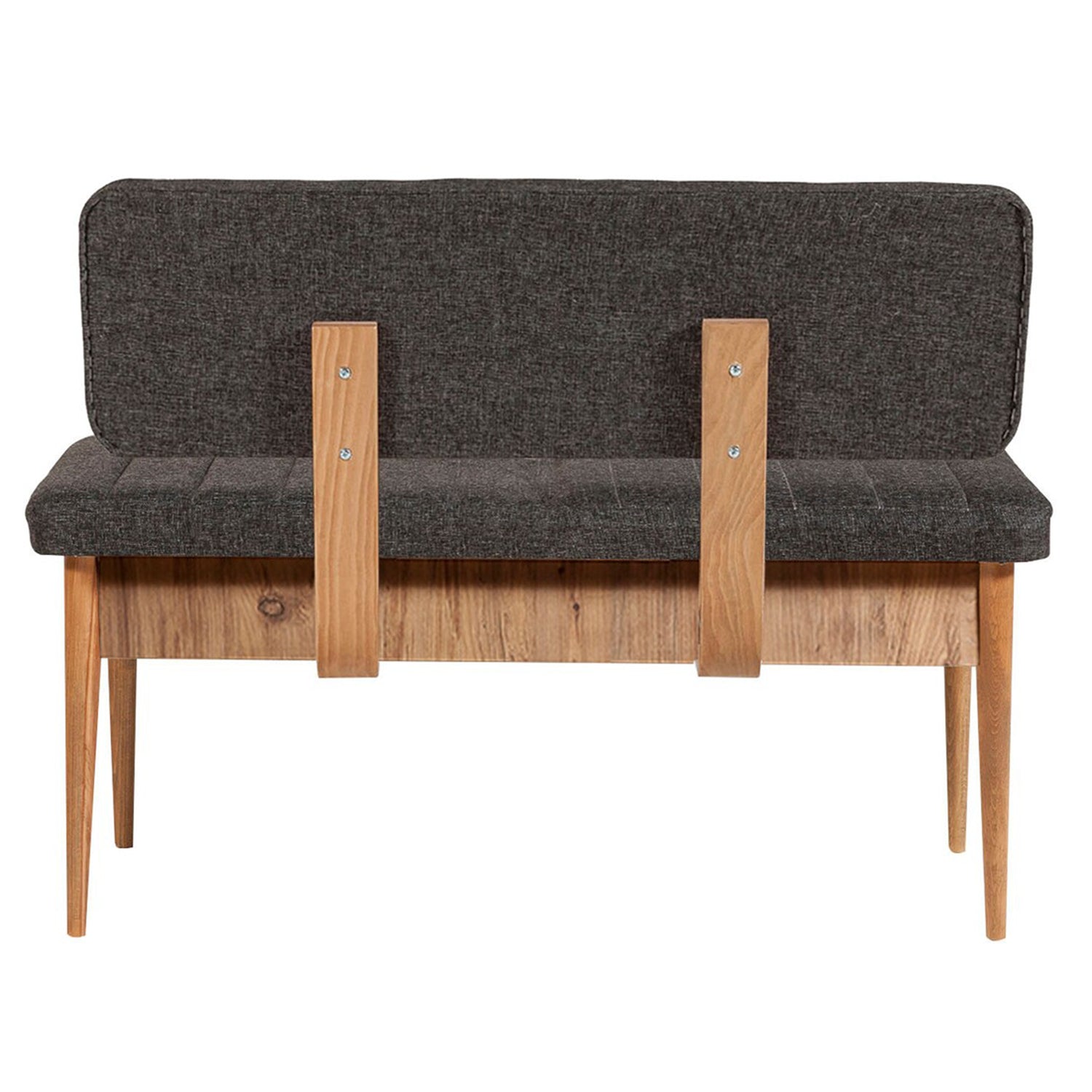 Banquette-coffre capitonnée avec dossier L110cm Scamnum Bois clair et Tissu Anthracite