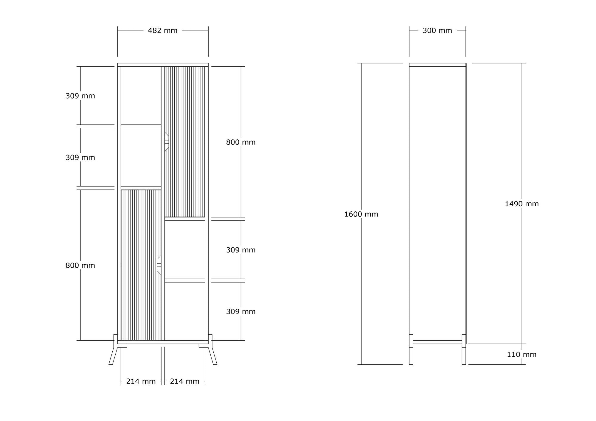 Bibliothèque 2 portes Shilvi L48,2xH160cm Chêne et Anthracite