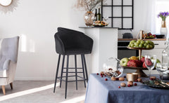 Chaise de bar Bobby Velours Noir