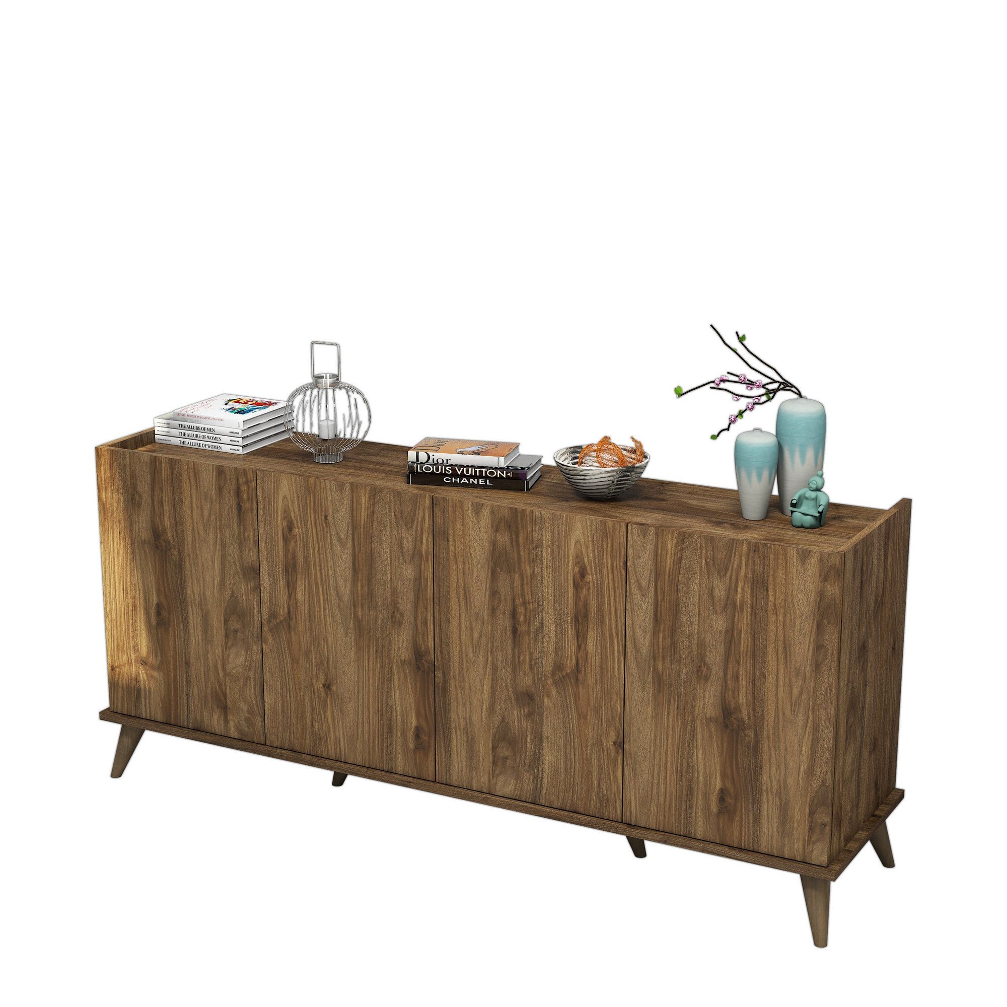 Buffet 4 portes Bergerat 180cm Bois Naturel