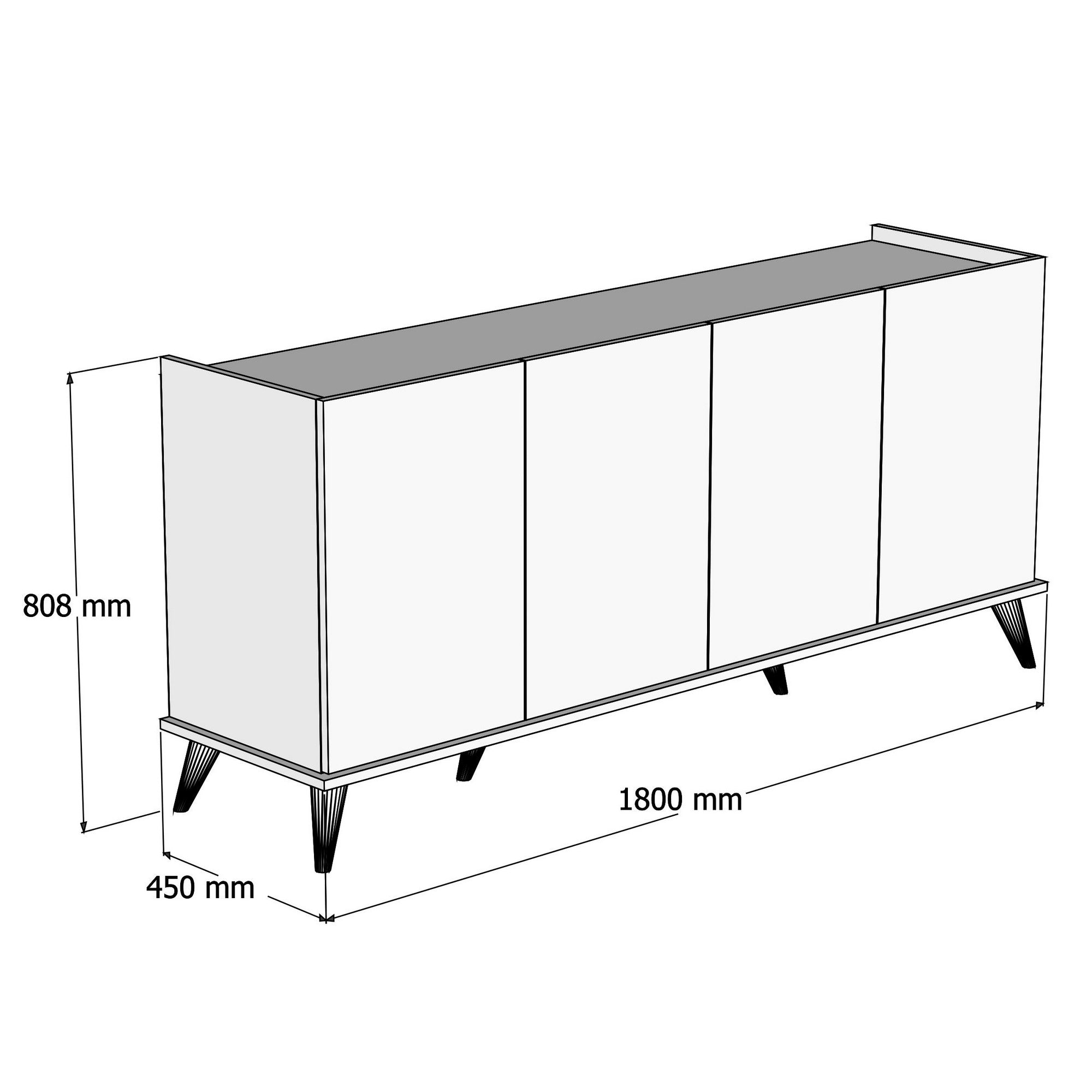 Buffet 4 portes Bergerat 180cm Bois Naturel