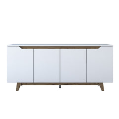 Buffet 4 portes Targita 180x78,6cm Bois Naturel et Blanc