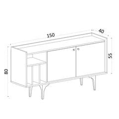 Buffet bas 4 portes et 4 niches Erebos 150cm Blanc