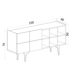 Buffet bas 4 portes et 6 compartiments Ibara Blanc