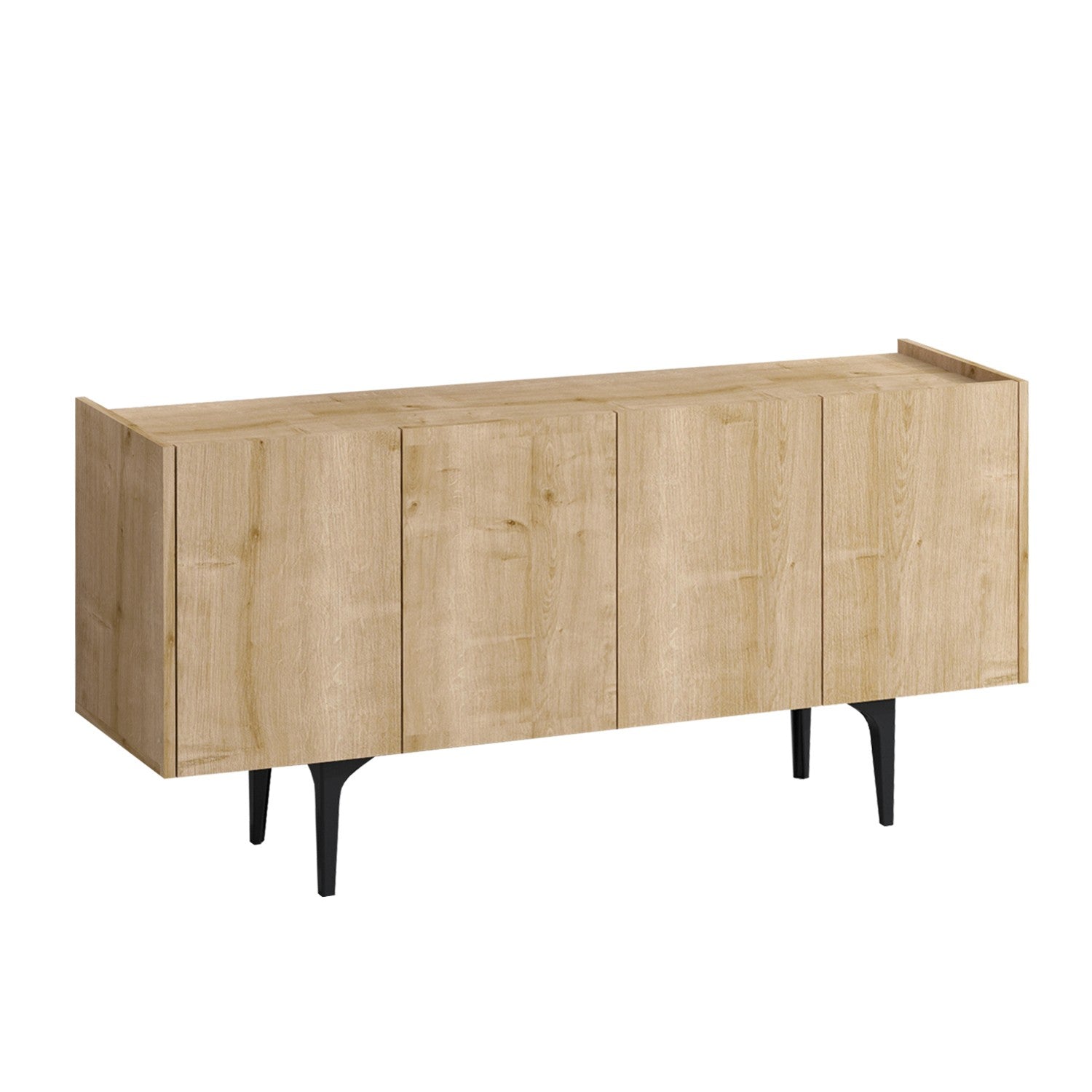 Buffet bas 4 portes Lawny 150cm Chêne clair