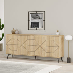 Buffet bas contemporain Santos 184cm Bois Chêne clair